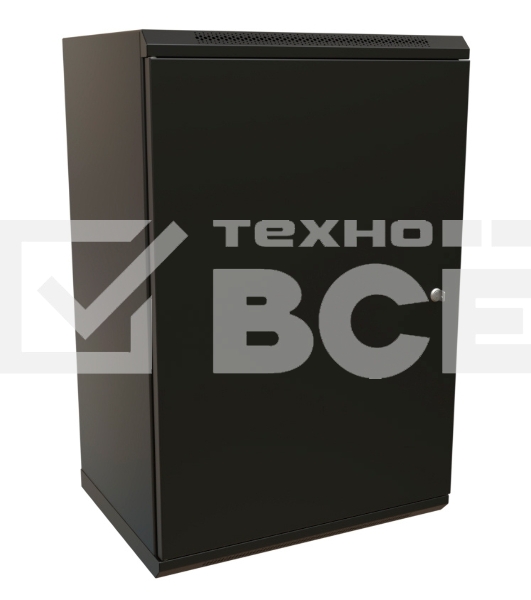 Шкаф коммутационный WRline (WR-TW-2245-SR-RAL9004) настенный 22U 600x450 мм пер. дв. металл 2 бок. пан. 60 кг черный 370 мм 1086 мм IP20 сталь