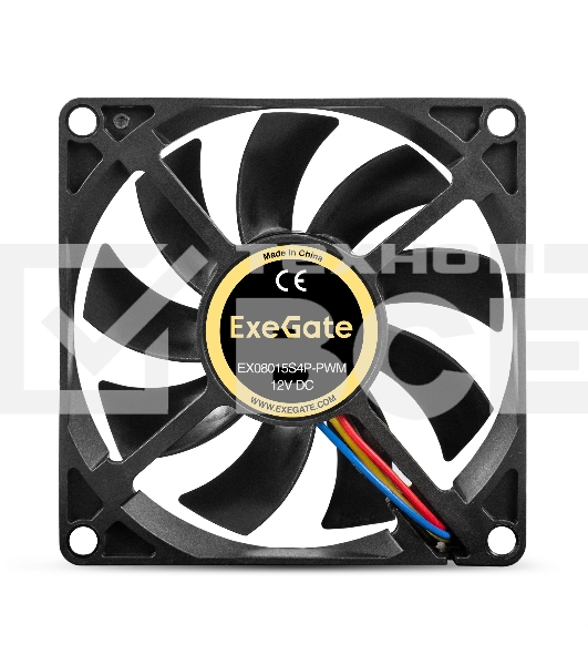 Вентилятор для корпуса ExeGate EX08015S4P-PWM черный, 80 мм, 2500 об/мин, 25.5 дБ, 4 pin