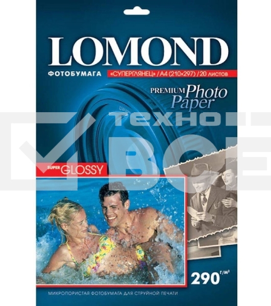 Фотобумага LOMOND Односторонняя Супер Глянцевая Белая A4, 260 г/м2, 360 листов, технологическая упаковка.