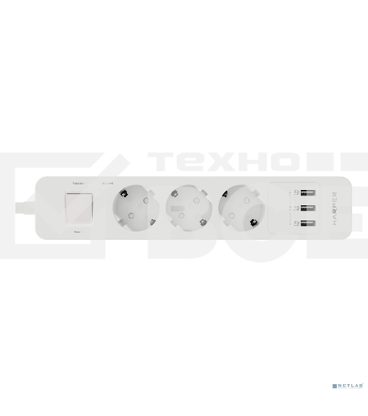 Удлинитель с USB зарядкой Harper UCH-330 White