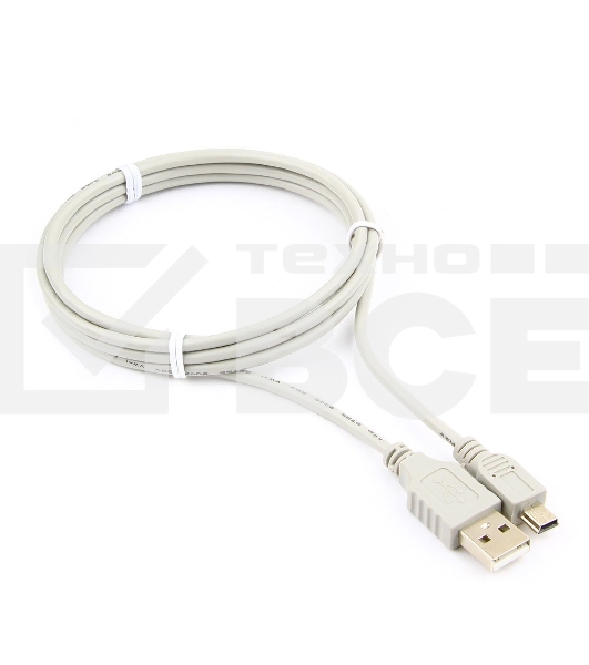 Кабель USB2.0 Cablexpert CC-USB2-AM5P-6-N, AM/MiniUSB, медь, экран, Pro, 1.8м серый, пакет