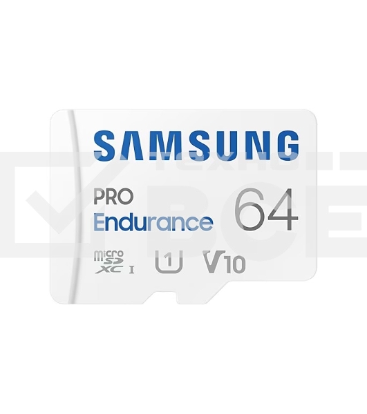 Флеш карта microSDXC 64Gb Samsung PRO Endurance (для видеорегистратора) Class 10, UHS-I, W 30 МБ/с, R 100 МБ/с, <MB-MJ64KA/APC> адаптер на SD