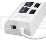 Разветвитель USB2.0 Gembird UHB-243-ADW, 4хUSB, с доп. питанием, подсветка и выключатели, кабель USB 55см, белый, коробка, фото3