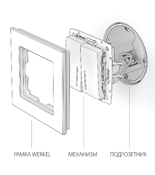 Выключатель двухклавишный проходной с подсветкой WERKEL (графит рифленый) W1122104