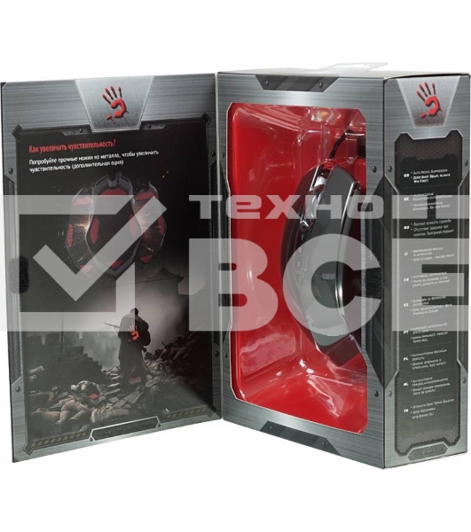 Мышь проводная A4Tech Bloody V8 черный, 3200 dpi, USB, кнопки - 8
