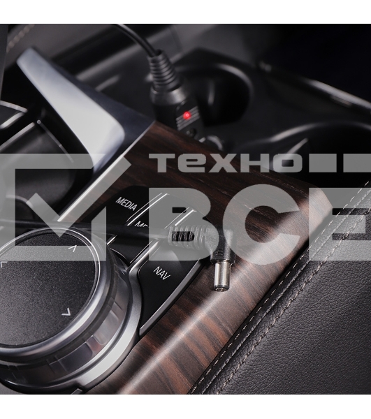 Автозарядка с индикатором (разъем 2.5х5.5) (АЗУ) шнур спираль 1.5 м Rexant