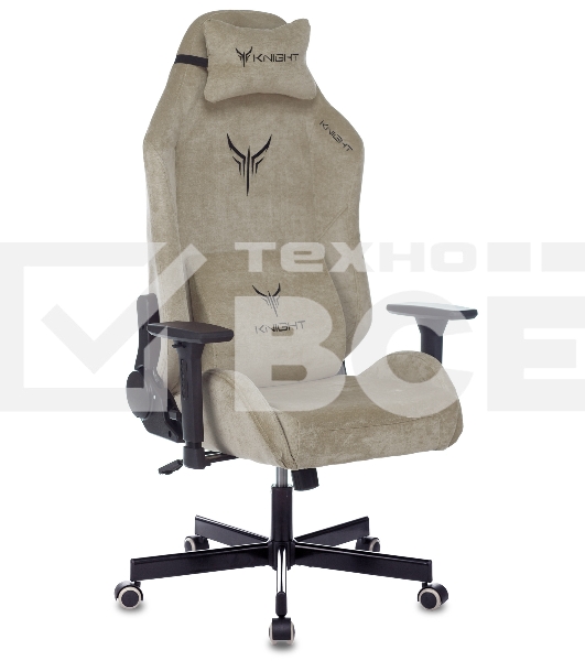 Кресло игровое Knight N1 Fabric бежевый Light-21, с подголов. крестовина металл