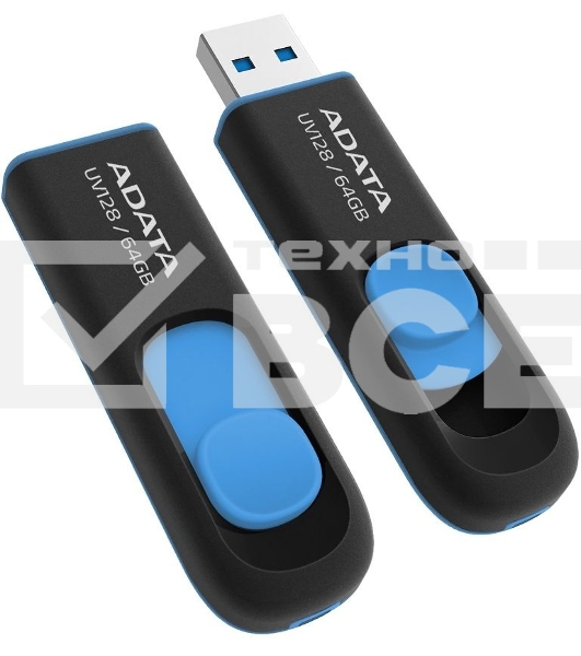 Флеш диск ADATA Flash Drive 64Gb UV128 AUV128-64G-RBE {USB3.0, BLACK/BLUE}