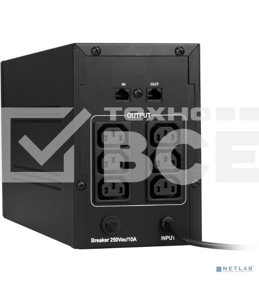 Источник бесперебойного питания ExeGate SpecialPro UNB-1200.LED.AVR.C13.RJ <1200VA/750W, LED, AVR, 6*IEC-C13, RJ45/11, Black>