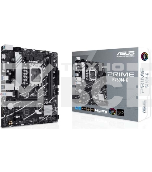 Материнская плата ASUS PRIME B760M-K, LGA 1700, Intel B760, 2xDDR5, 4xSATA, 2xM.2, 1xPCIe 4.0 x16, 2xPCIe x1, 1xHDMI, 1xVGA, 1x 2.5Gb LAN, 2xUSB-A 3.2 Gen 1, 2xUSB-A 2.0, 3x3.5 мм, 7.1, mATX