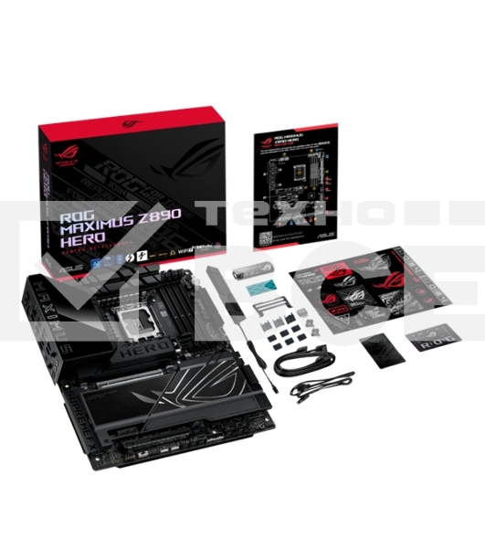 Материнская плата ASUS ROG MAXIMUS Z890 HERO, LGA 1851, Intel Z890, 4xDDR5, 4xSATA, 6xM.2, 1xPCIe 5.0 x16, 1xPCIe 4.0 x4, 1xPCIe x1, 1xHDMI, 2xUSB-C (видеовыход), 4xUSB-A 3.2 Gen 1, 4xUSB-A 3.2 Gen 2, 1xUSB-C 3.2 Gen 2, 2xUSB-C Thunderbolt 4, 2x 5Gb LAN, 