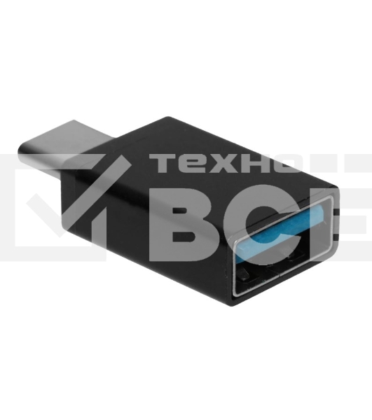 Переходник GoPower Type-C (m)-USB (f) 2.0 черный Premium Zip-Lock c подвесом (1/500)