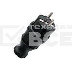 Вилка прямая EKF RPS-011-16-230-44 каучуковая 230В, 2P+PE, 16A, IP44 EKF PROxima, фото 1