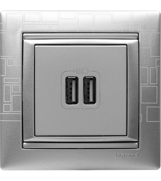 Розетка 2-ая USB | 770270 | Legrand Valena Алюминий