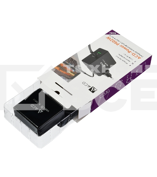 Сетевое зарядное устройство  ACD-P602W-V1B 60Вт, 2xUSB 1PD+1QC, 3.6~20В/3А RTL