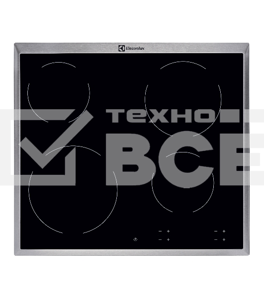 Встраиваемая электрическая панель Electrolux EHF16240XK, 60 см, 4 конфорки, черный цвет, рама из нержавеющей стали