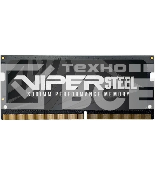 Оперативная память Patriot Steel Series, DDR4, 16GB (1x16 GB), 3200 MHz, CL22, радиатор, чёрный, SO-DIMM