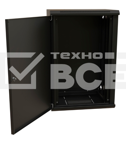 Шкаф коммутационный WRline (WR-TW-2245-SR-RAL9004) настенный 22U 600x450 мм пер. дв. металл 2 бок. пан. 60 кг черный 370 мм 1086 мм IP20 сталь