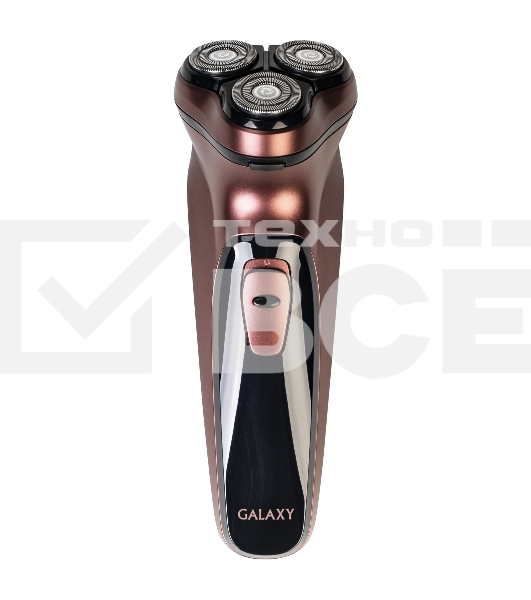Бритва Galaxy Line GL 4209, бронзовый, аккумуляторная, 5 Вт, Li-Ion аккумулятор емкостью 600 мА*ч, вр. непр. работы до 1,5 ч, ножи из нержавеющей стали, 3 независимые плавающие головки, возможность промывки бреющего блока, индикатор заряда и работы, встро