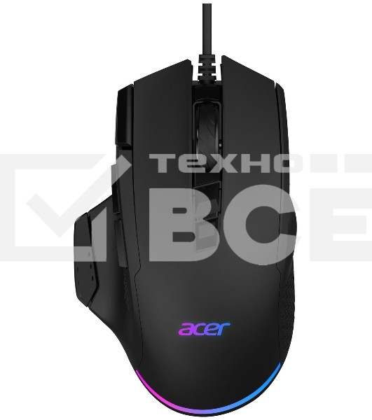 Мышь проводная Acer OMW180 черный, 6400 dpi, USB, кнопки - 9