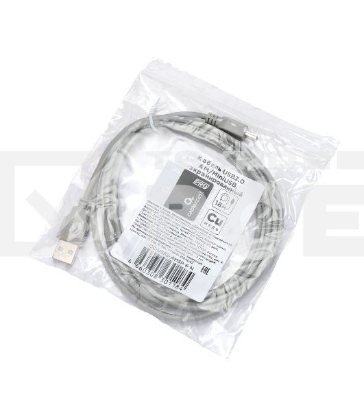 Кабель USB2.0 Cablexpert CC-USB2-AM5P-6-N, AM/MiniUSB, медь, экран, Pro, 1.8м серый, пакет