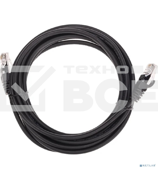 Патч-корд U/UTP, CAT 5e, RJ45-RJ45, 26AWG, ZH нг(А)-HF, черный, 3м  REXANT