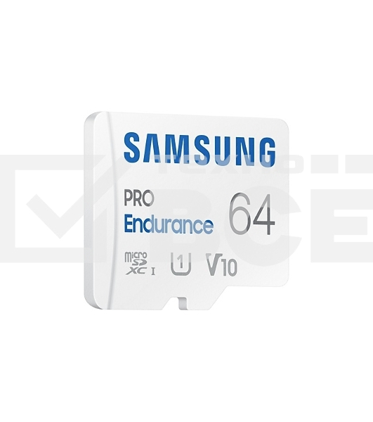 Флеш карта microSDXC 64Gb Samsung PRO Endurance (для видеорегистратора) Class 10, UHS-I, W 30 МБ/с, R 100 МБ/с, <MB-MJ64KA/APC> адаптер на SD