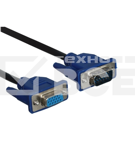 Кабель GoPower VGA (m)-VGA (f) 3м ПВХ черный Premium Zip-Lock c подвесом (1/50)