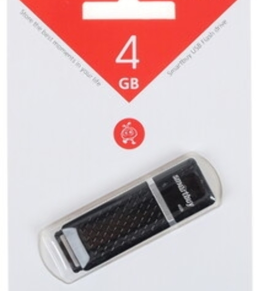 Флешка USB Smartbuy Quartz Black (SB4GbQZ-K), 4Gb, USB 2.0, R/W 15/5, черный