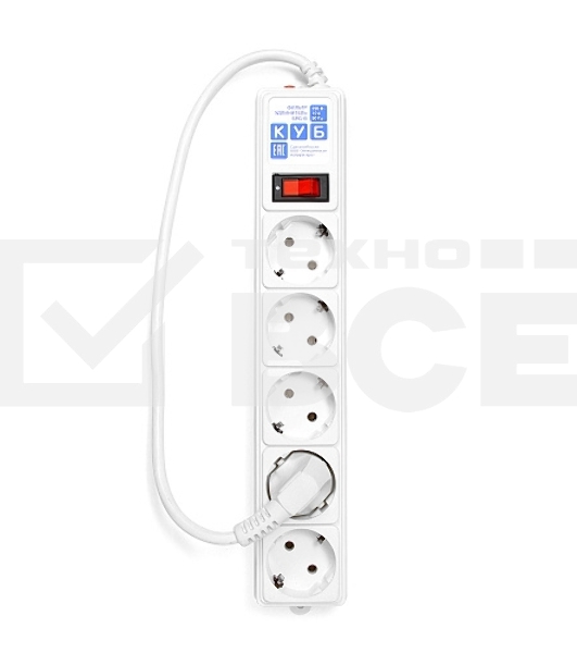 Сетевой фильтр Power Cube B 0,5 м 5 розеток (белый) 10А/2,2кВт