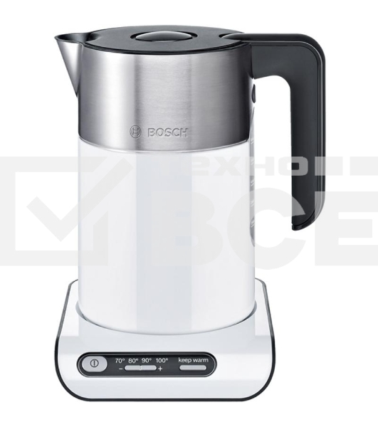 Чайник электрический Bosch TWK8611P 1.5л. 2400Вт белый/серебристый (корпус: нержавеющая сталь)