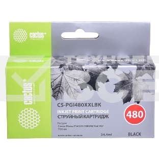 Картридж струйный Cactus CS-PGI480XXLBK черный (24.4мл) для Canon Pixma TR7540/TR8540/TS6140/TS8140
