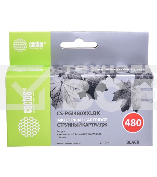 Картридж струйный Cactus CS-PGI480XXLBK черный (24.4мл) для Canon Pixma TR7540/TR8540/TS6140/TS8140