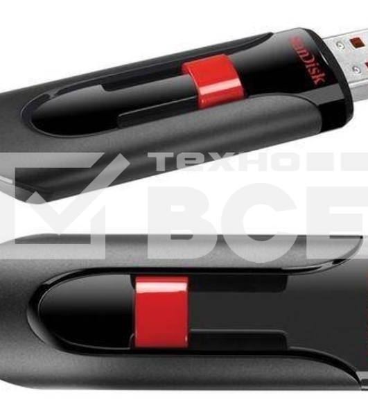 Флеш диск Sandisk 64Gb Cruzer Glide SDCZ60-064G-B35 USB2.0 черный/красный