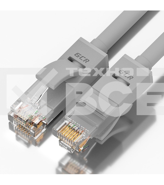Патч-корд GCR прямой 11.0m UTP кат.5e, серый, позолоченные контакты, 24 AWG, литой, ethernet high speed 1 Гбит/с, RJ45, T568B, GCR-51514