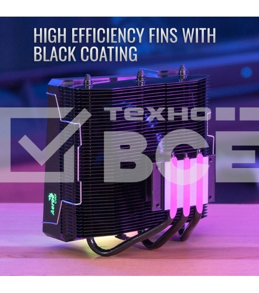 Кулер для процессора AeroCool/Formula Cylon 3H черный, 120 мм, алюминий, 1800 об/мин, 24.3 дБ, 4 pin, 125 Вт, 98 мм