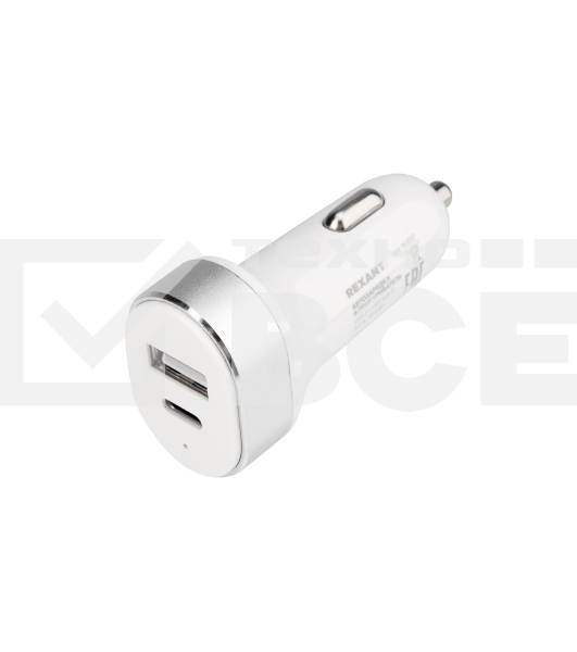 Автозарядка в прикуриватель Rexant АЗУ USB-A+USB-C, 3.1 A белый