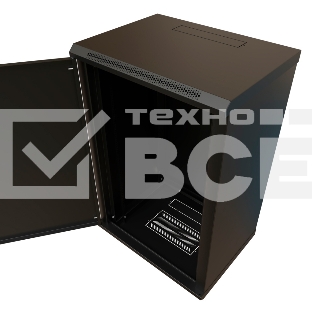 Шкаф коммутационный WRline (WR-TW-2245-SR-RAL9004) настенный 22U 600x450 мм пер. дв. металл 2 бок. пан. 60 кг черный 370 мм 1086 мм IP20 сталь