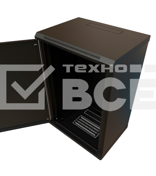 Шкаф коммутационный WRline (WR-TW-2245-SR-RAL9004) настенный 22U 600x450 мм пер. дв. металл 2 бок. пан. 60 кг черный 370 мм 1086 мм IP20 сталь
