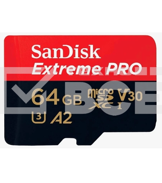 Карта памяти SanDisk Extreme Pro microSD UHS I Card 64GB for 4K Video on Smartphones, Action Cams & Drones 200MB/s Read, 90MB/s Write, Lifetime Warranty