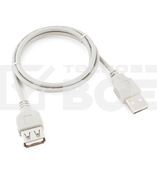 Кабель-удлинитель USB2.0 Cablexpert CC-USB2-AMAF-75CM-N, AM/AF, медь, Pro, 75см, серый, пакет
