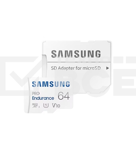 Флеш карта microSDXC 64Gb Samsung PRO Endurance (для видеорегистратора) Class 10, UHS-I, W 30 МБ/с, R 100 МБ/с, <MB-MJ64KA/APC> адаптер на SD
