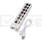 Разветвитель USB2.0 Gembird UHB-U2P7-01W, 7хUSB, с доп. питанием, подсветка и выключатели, кабель USB 55см, белый, коробка, фото3