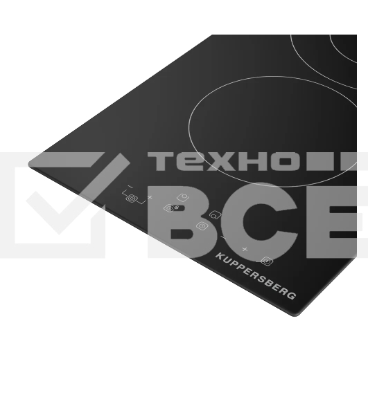 Варочная панель Kuppersberg, Hi-Light, High-Tech, 30 см, 2 конфорки, 9 уровней мощности, таймер, автоматическое отключение, индикация остаточного тепла, сенсорное управление, черный