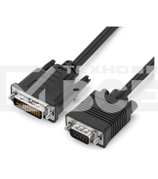 Переходник GoPower DVI-I (m)-VGA (m) 1м черный Premium Zip-Lock c подвесом (1/200)