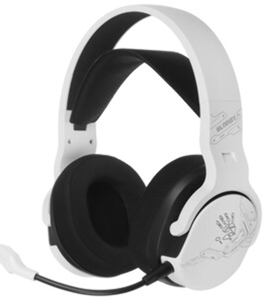 Гарнитура Bloody GR370 белый, беспроводная + проводная, Bluetooth, до 45 ч, подсветка