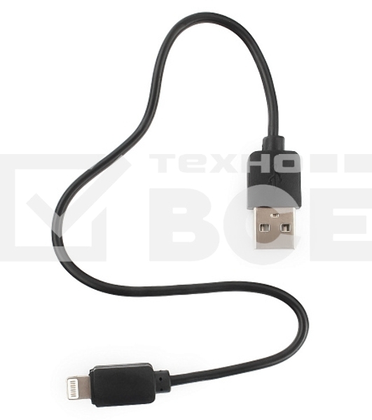 Кабель USB Гарнизон GCC-USB2-AP2-0.3M AM/Lightning, для iPhone5/6/7, IPod, IPad, 0.3м, черный, пакет