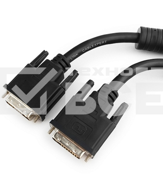 Кабель DVI-D dual link Gembird/Cablexpert CC-DVI2-BK-15, 25M/25M, 4.5м, черный, экран, феррит.кольца, пакет