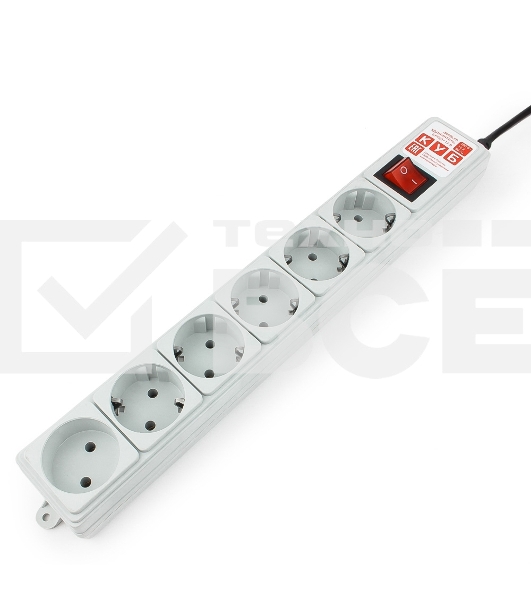 Сетевой фильтр Power Cube 5,0 м 6 розеток (серый) 10А/2,2кВт