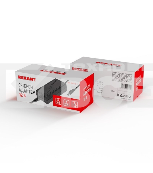 Источник питания 110-220 V AC/12 V DC 6 А 72 W с DC разъемом подключения 5.5х2.1, без влагозащиты (IP23)
